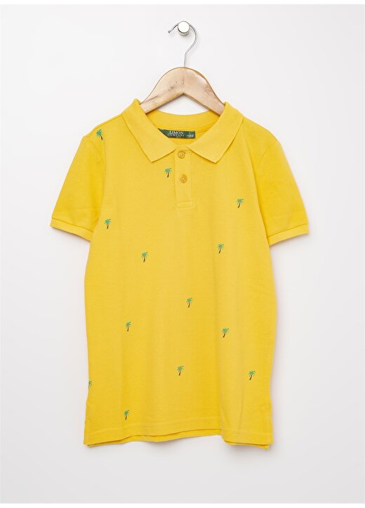 Limon Polo Yaka Desenli Sarı Erkek Çocuk T-Shirt 1