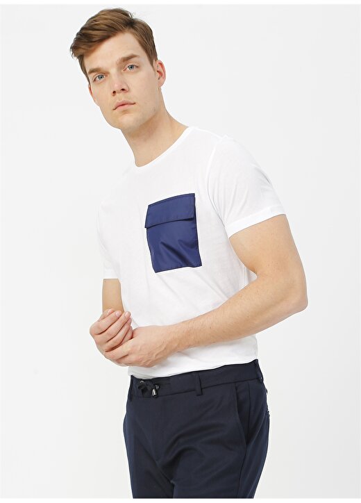 Fabrika Beyaz - Mavi Erkek T-Shirt 1