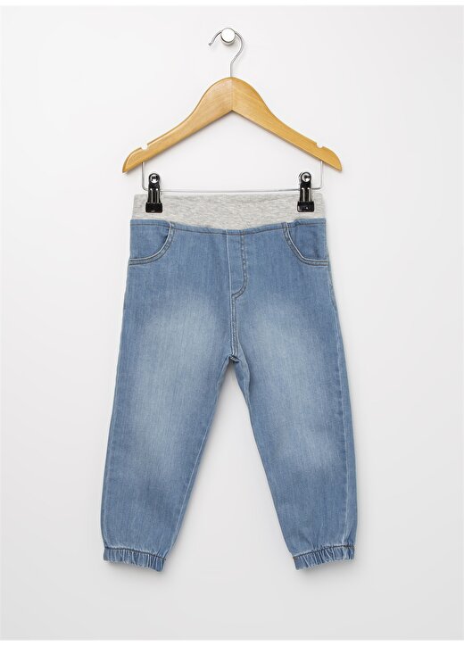 Mammaramma İndigo OB-15 Normal Bel Basic Fit %100 Pamuk Lastikli Paça İndigo Erkek Bebek Pantolon 1