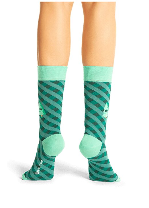 ONE TWO Socks Çam Ağacı Desenli Yeşil Erkek Çorap 3