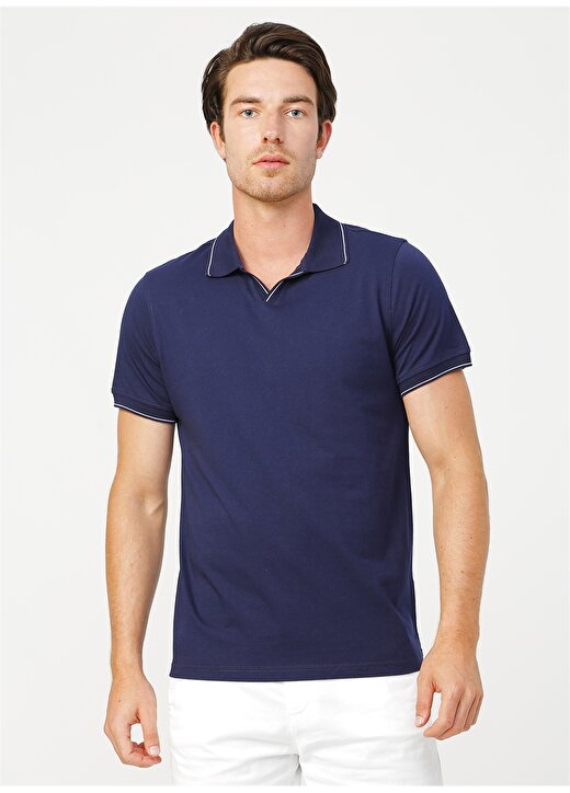 Fabrika Polo Yaka Basic Düz Lacivert Erkek Polo T-Shirt - LUIS 1