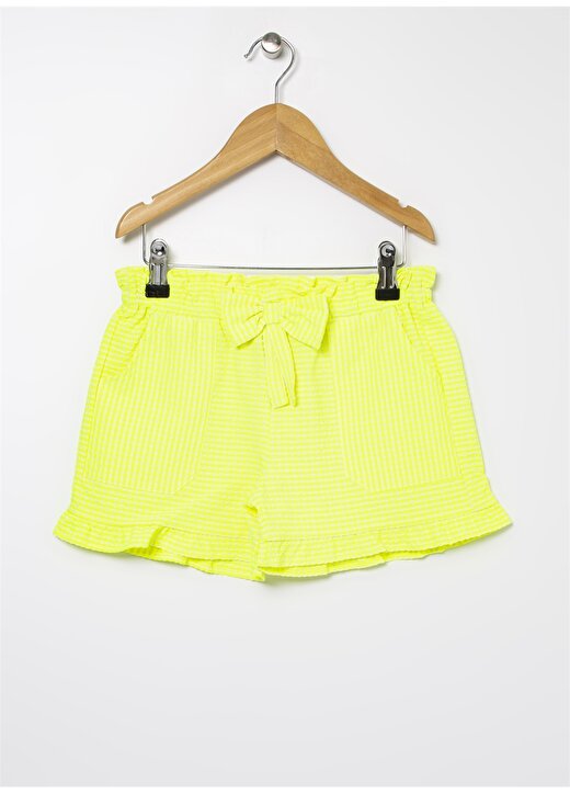Limon Beli Lastikli Mini Neon Sarı Kız Çocuk Şort 1