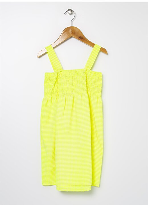 Limon Askılı Neon Sarı Kız Çocuk Elbise 2
