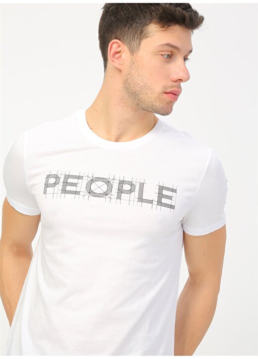 Mavi People Baskılı Beyaz T-Shirt 1