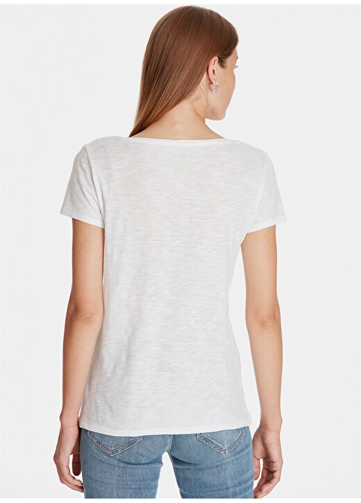 Mavi Kadın V Yaka Penye Beyaz T-Shirt 4