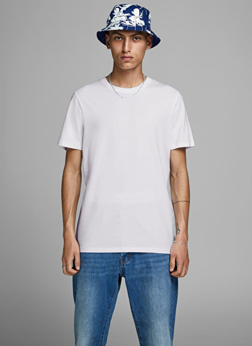 Jack & Jones O Yaka Düz Beyaz Erkek T-Shirt 12156101 JJEORGANIC BASIC TEE SS 1