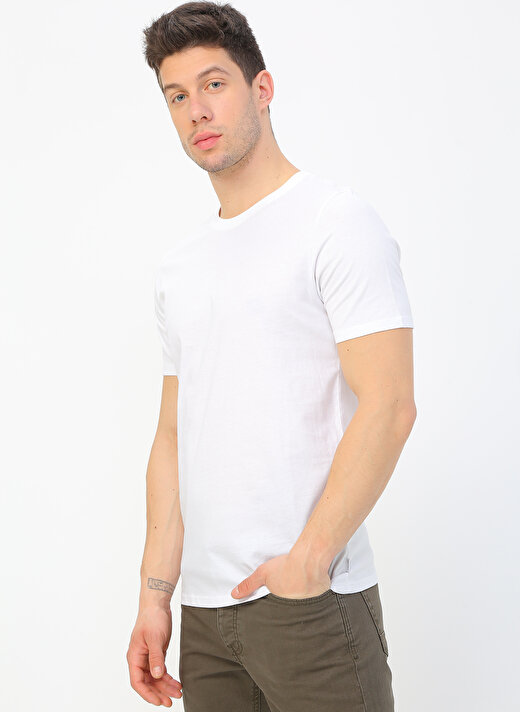 Jack & Jones O Yaka Düz Beyaz Erkek T-Shirt 12156101 JJEORGANIC BASIC TEE SS 3