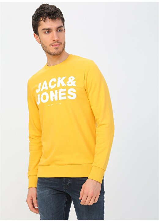 Jack & Jones 12176086 O Yaka Erkek Koyu Sarı Sweatshirt 3