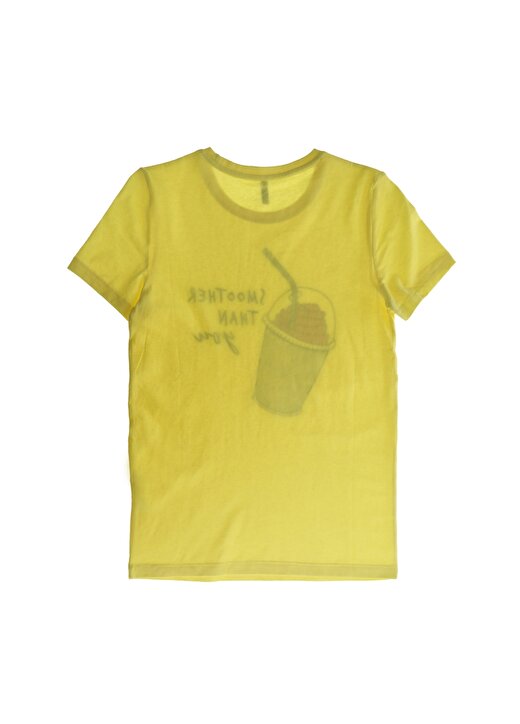 Only Bisiklet Yaka Kısa Kollu Baskılı Sarı Kadın T-Shirt 2