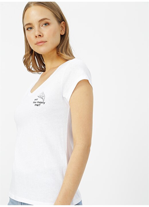 Only Beyaz Baskılı T-Shirt 3