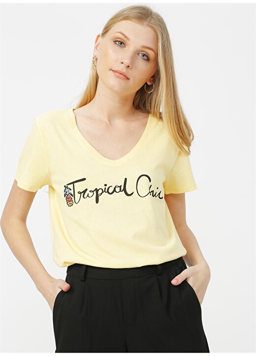 Only Sarı Baskılı T-Shirt 1