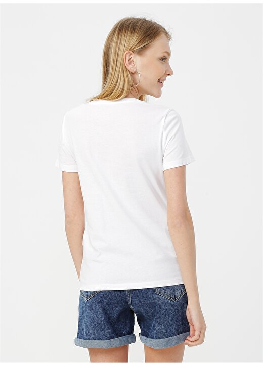 Only Beyaz Baskılı T-Shirt 4