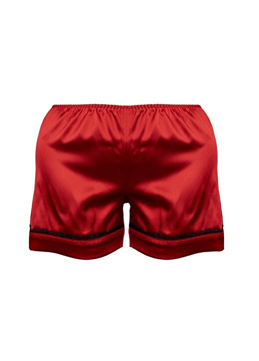 Magic Form Kırmızı Kadın V Yaka Dantel Saten Pijama Şort 17236 3