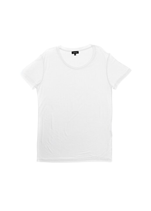 Fabrika Bisiklet Yaka Basic Düz Beyaz Kadın T-Shirt - FUFUT 1