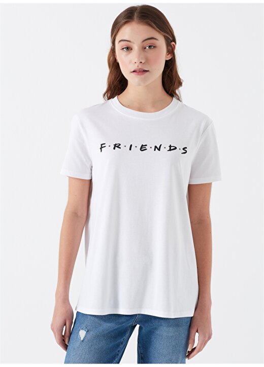 Mavi Frıends Baskılı Beyaz T-Shirt 3