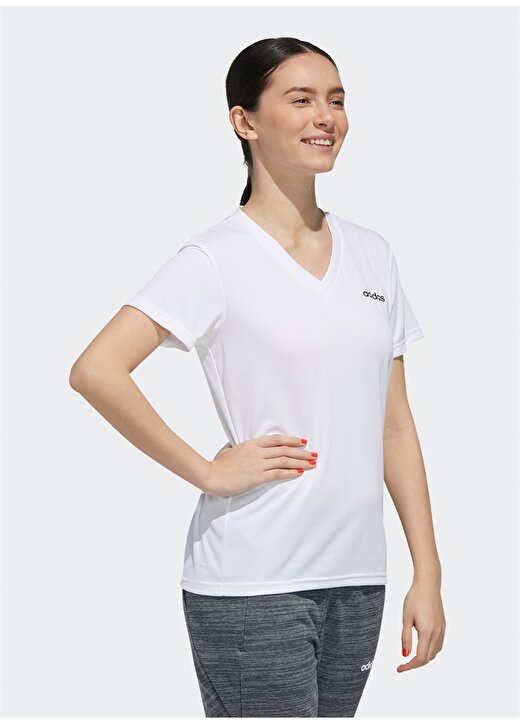 Adidas FL3626 Solid Beyaz-Siyah Kadın T-Shirt 3