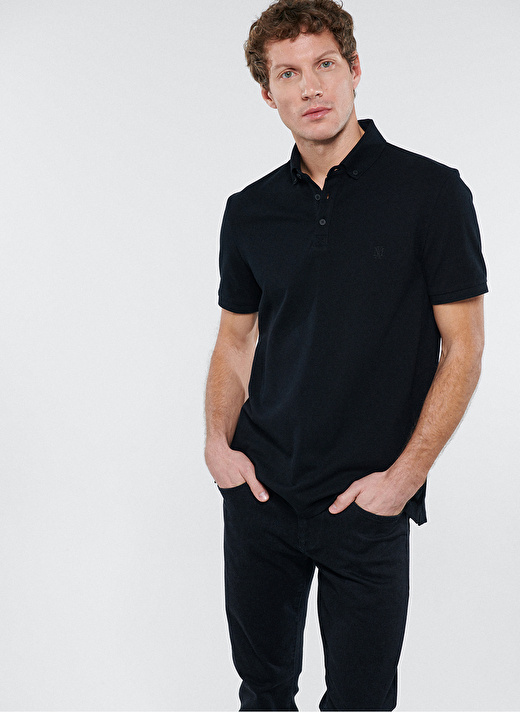 Mavi Düz Siyah Erkek Polo T-Shirt 063247-900 POLO TİŞÖRT siyah 1