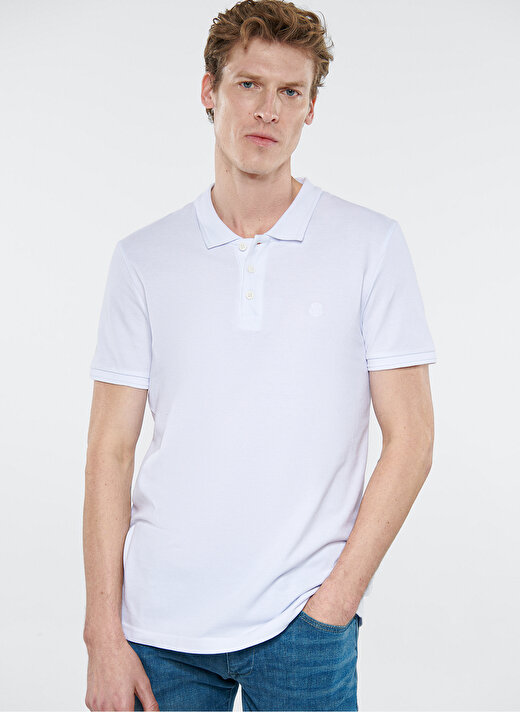 Mavi Düz Beyaz Erkek Polo T-Shirt 064946-27879 POLO TİŞÖRT beyaz 1