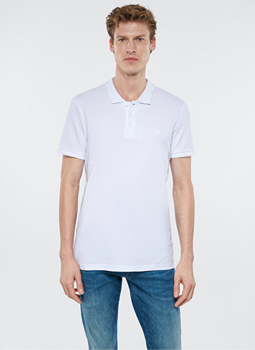 Mavi Düz Beyaz Erkek Polo T-Shirt 064946-27879 POLO TİŞÖRT beyaz 2