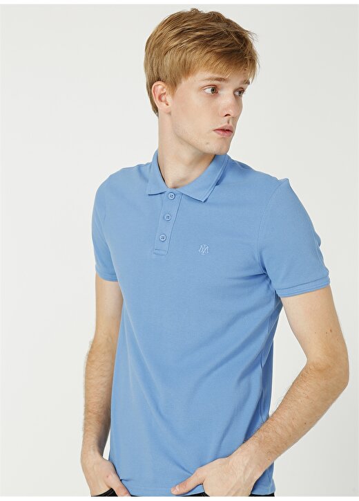Mavi Normal Düz Açık Mavi Erkek Polo T-Shirt 1