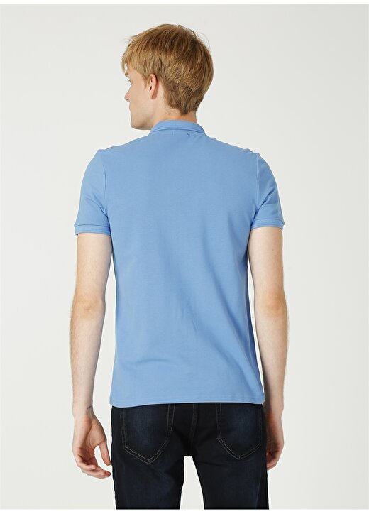 Mavi Normal Düz Açık Mavi Erkek Polo T-Shirt 4