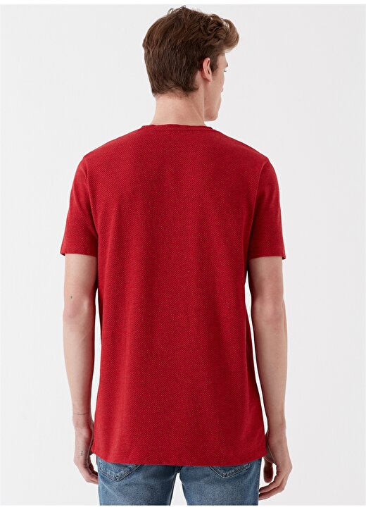 Mavi Dokulu Kırmızı Basic T-Shirt 3