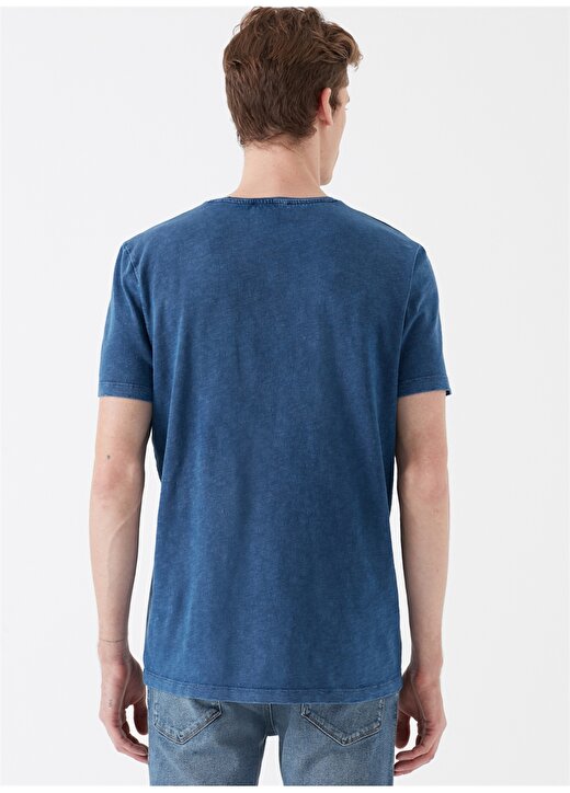 Mavi Bisiklet Yaka Kısa Kol İndigo Basic Mavi Erkek T-Shirt 3