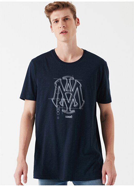 Mavi Mühür Logo Baskılı Lacivert T-Shirt 1