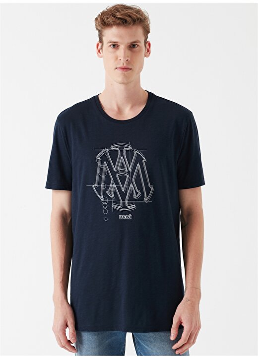Mavi Mühür Logo Baskılı Lacivert T-Shirt 3