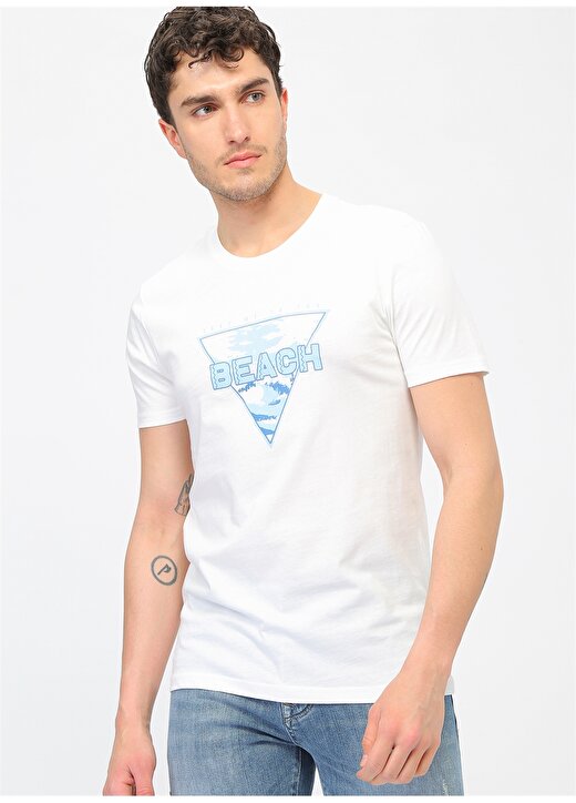 Mavi Beyaz Baskılı T-Shirt 3