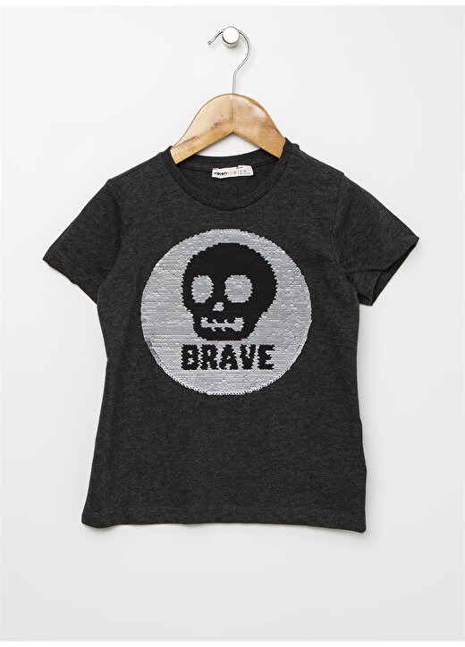 Koton Yuvarlak Yaka Kısa Kollu Baskılı Antrasit Erkek Çocuk T-Shirt 3