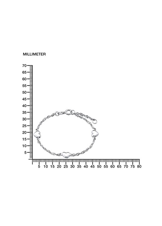 Amor 9211364 925 Ayar Gümüş Kalpli Zincir Kadın Bileklik 3