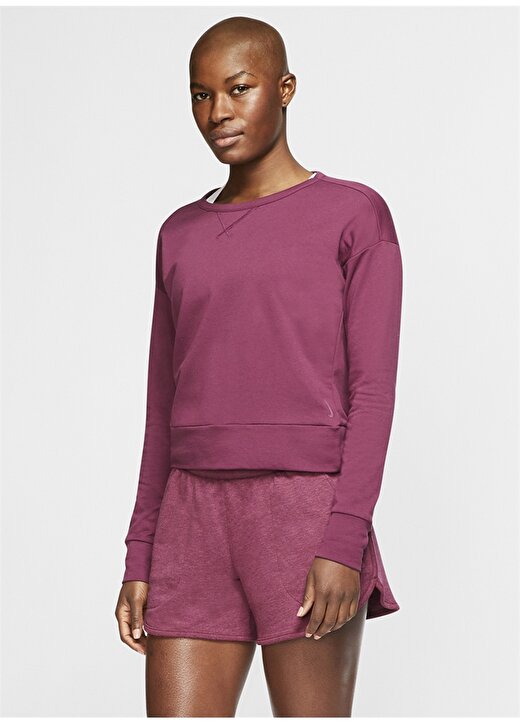 Nike Yuvarlak Yaka Standart Kalıp Düz Mor Kadın Sweatshirt 2