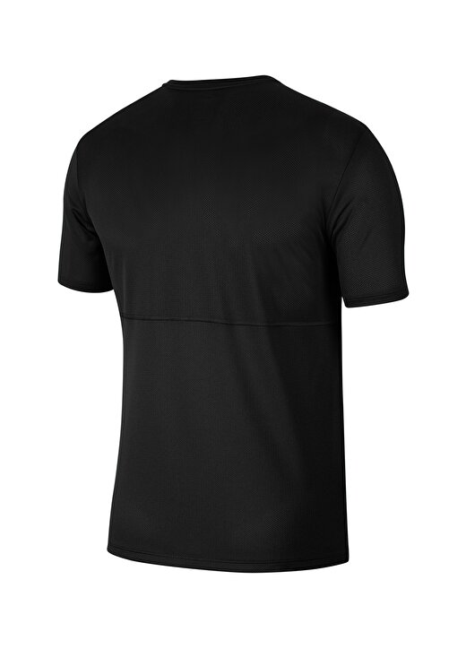 Nike CJ5332-010 M NK Breathe Run Top Ssbisiklet Yaka Kısa Kollu Logo Baskılı Siyah Erkek T-Shirt 2