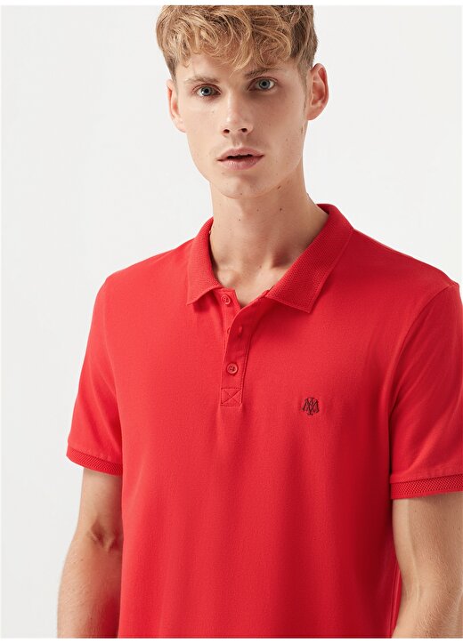 Mavi Normal Düz Koyu Kırmızı Erkek Polo T-Shirt 2