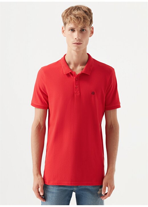Mavi Normal Düz Koyu Kırmızı Erkek Polo T-Shirt 3