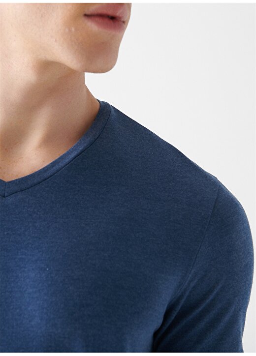 Mavi V Yaka Düz İndigo Erkek T-Shirt 061748-18790 STRETCH V YAKA Indigo 4