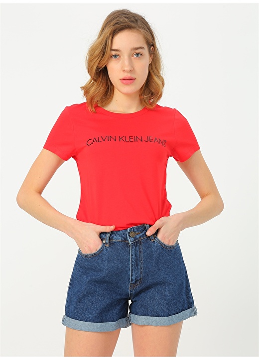 Calvin Klein Jeans Kırmızı - Siyah Kadın T-Shirt J20J213127XA9 1