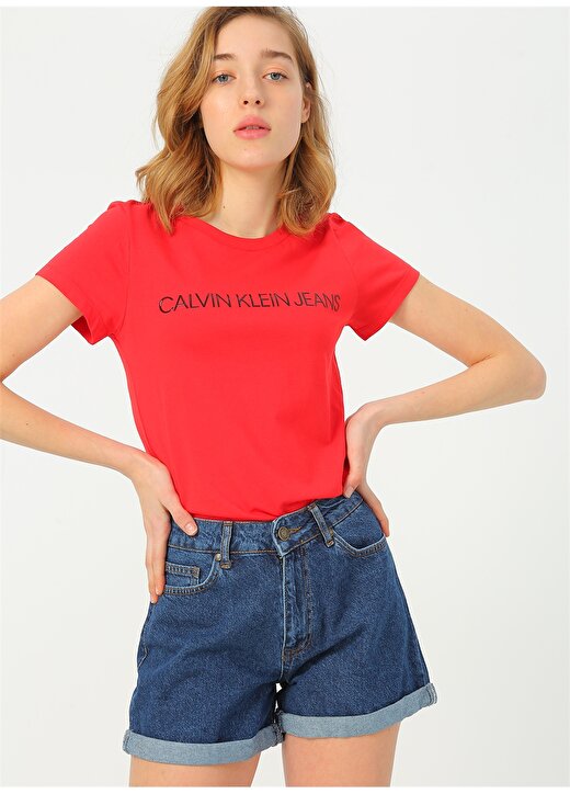 Calvin Klein Jeans Kırmızı - Siyah Kadın T-Shirt J20J213127XA9 3