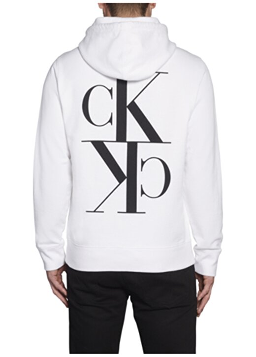 Calvin Klein Jeans Erkek Beyaz Sweatshirt J30J314195-YAF BACK MIRRORED MON 2