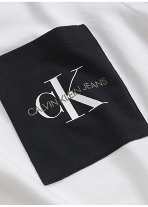 Calvin Klein Jeans Erkek Beyaz T-Shirt J30J314070-YAF MONOGRAM POCKET S 4