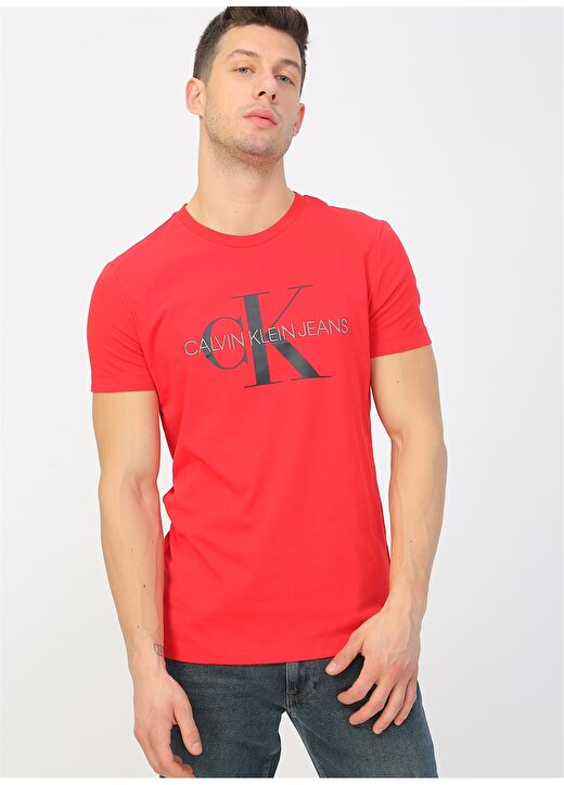 Calvin Klein Jeans Erkek Kırmızı T-Shirt J30J314551-XA9 MONOGRAM LOGO SLI 3