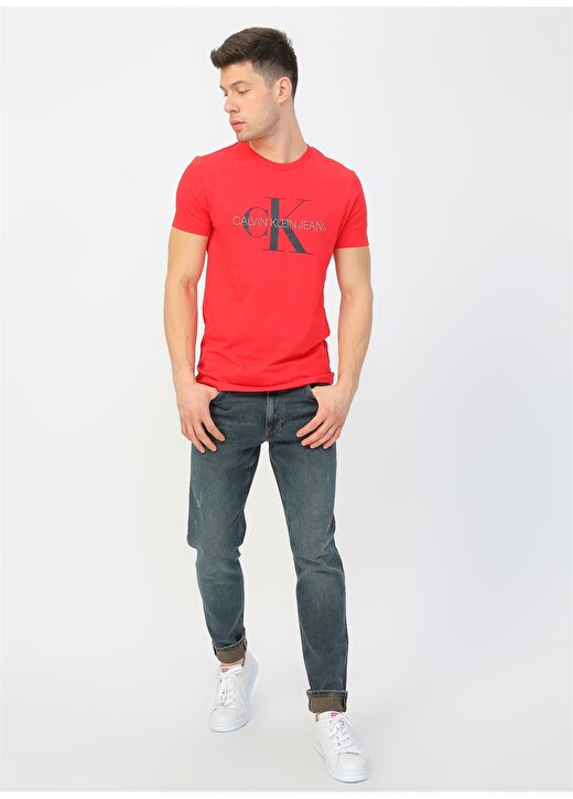 Calvin Klein Jeans Erkek Kırmızı T-Shirt J30J314551-XA9 MONOGRAM LOGO SLI 4