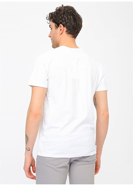 Calvin Klein Jeans Bisiklet Standart Baskılı Erkek Beyaz T-Shirt J30J314760-YAF CK ROUND LOGO REG 4