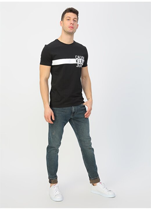 Calvin Klein Jeans Erkek Siyah T-Shirt J30J314539-BAE STACKED LOGO W ST 3
