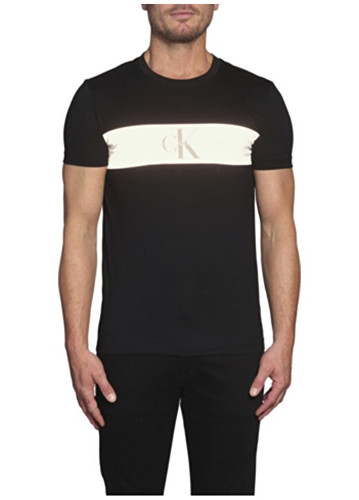Calvin Klein Jeans Erkek Siyah T-Shirt J30J314797-BAE REFLECT STRIPE MO 1