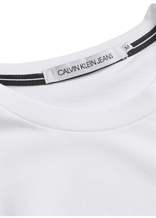 Calvin Klein Jeans Bisiklet Regular Fit Düz Erkek Beyaz T-Shirt J30J314544-YAF CK ESSENTIAL SLIM 3