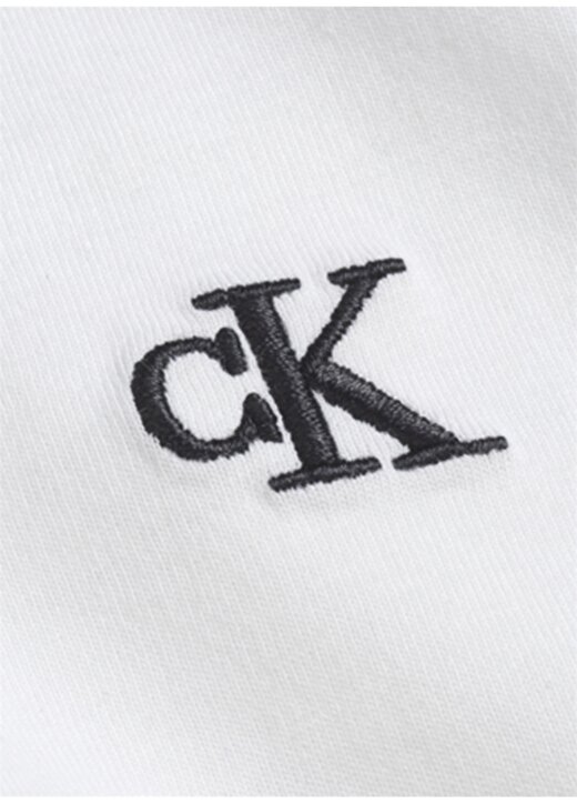 Calvin Klein Jeans Bisiklet Regular Fit Düz Erkek Beyaz T-Shirt J30J314544-YAF CK ESSENTIAL SLIM 4