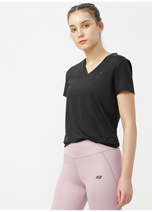 Skechers Performance Tops W V Neckt-Shirt Siyah Kadın T-Shirt 3