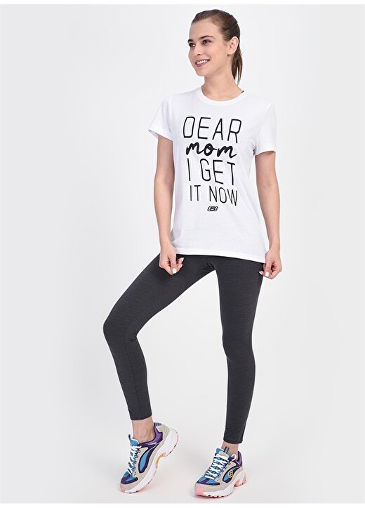 Skechers Graphic Tee''s W Dear Mom Beyaz Kadın T-Shirt 3